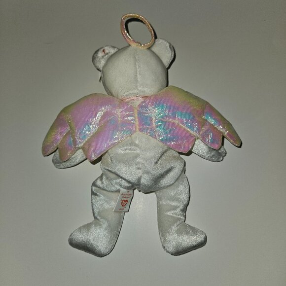 2 Ty Beanie Baby Angel Teddy Bear Lot Halo 1998 Halo II 2000 Pink Gold Ribbons - Picture 9 of 14
